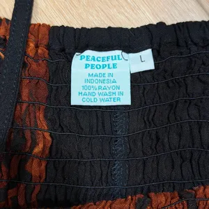 Peaceful People Boho Smocked Tank Top Brown Black Tribal Print Size L thumbnail 5