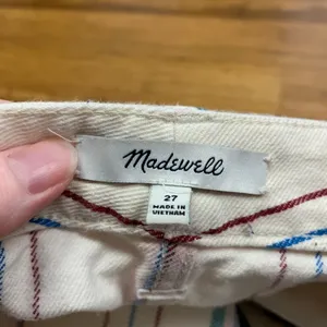 Madewell Wide Leg Crop Pants Womens‎ Size 27 Striped High Rise Raw Hem Casual thumbnail 6