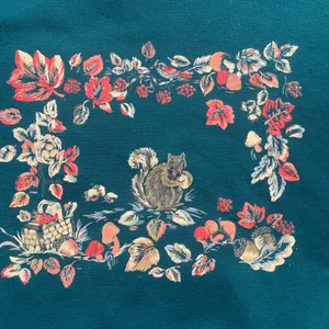 Vintage Basic Editions‎ Sweatshirt Green Fall Leaves Squirrel Drop Shoulder OOAK Size M thumbnail 9