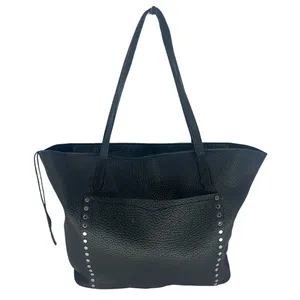 Rebecca Minkoff Unlined Front‎ Pocket Leather Tote Black Studded thumbnail 1