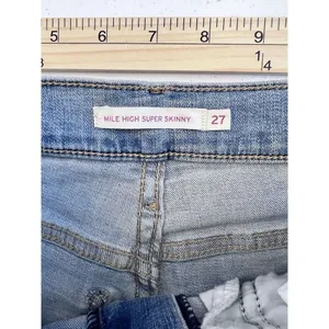 Levi's Mile High Super Skinny Jeans Size 27 Waist Light Wash Blue Stretch‎ Denim thumbnail 7