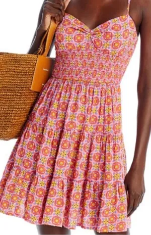 Aqua Pink Printed Bloomingdale’s Sun dress small thumbnail 1
