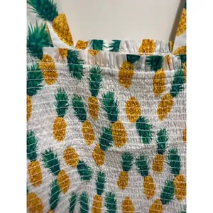 J.Crew Factory S Pineapple Smocked Tie Shoulder Peplum Tank Top White thumbnail 8