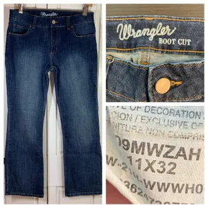 Wrangler Boot Cut Jeans Women's Dark Wash Denim Pants Size‎ 11x32 (32x30.5) thumbnail 3