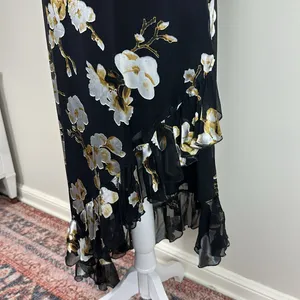 Alice + Olivia Silk Floral Asymmetrical Maxi‎ Dress Size 2 thumbnail 8