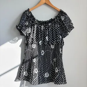 Serenade Polka Dot Floral Babydoll Top Pleated Blouse Sheer Boho Fairy Large thumbnail 10