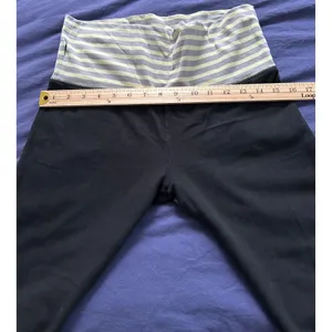 Mossimo Supply Co Womens Black Leggings Striped Fold Over Waist Size Medium thumbnail 4