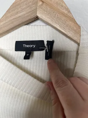 Theory Ribbed Knit Colorblock Bustier Seamtop Sweater Black White Med thumbnail 4