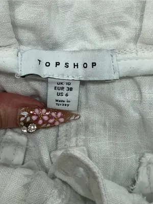 White High-Rise Tie-Waist Wide-Leg Linen Pants thumbnail 6