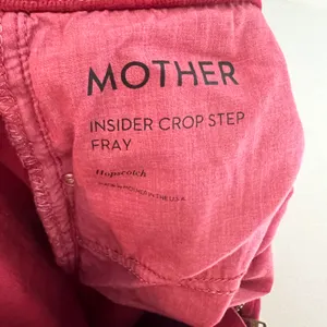 MOTHER- Insider Crop Step Fray Hopscotch Red Corduroy Pants Raw Hem thumbnail 7