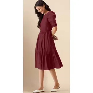 NEW Fit & Flair Lightweight Tiered Midi Dress M thumbnail 5