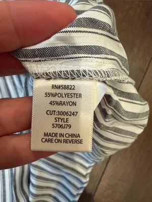 Max Studio White and Blue Stripe Button-Down Shirt Cropped - Medium - C66-013 thumbnail 7