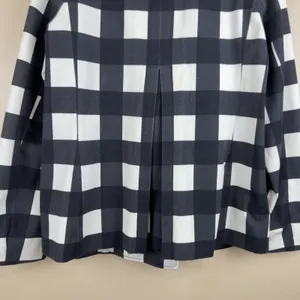 Banana Republic Women’s Plaid Black White Double-Breasted Pea coat Office Size S thumbnail 8
