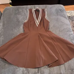 ZARA Brown Tennis Dress Sleeveless Pleated Mini Skater Fit & Flare Size S thumbnail 4