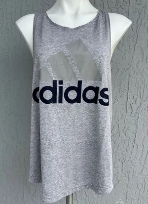 Adidas Logo Racerback Tee Gray M EUC thumbnail 1