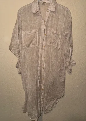Magaschoni Women's Linen Tunic in Natural Cream thumbnail 1