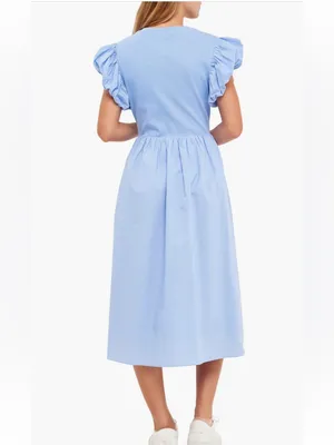 English factory puff sleeve mixed media midi dress thumbnail 3