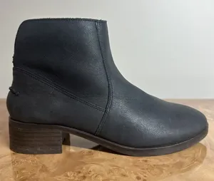 Lucky Brand Pedera Black Leather Ankle Boots Women's Size 7M Side Zip thumbnail 1
