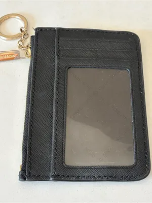 Michael Kors Jet Set Small Zip Black Leather Wallet Coin Pouch Card Holder 5x3.5 thumbnail 2