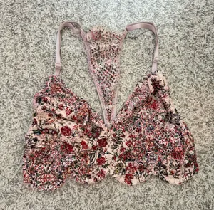 Victorias Secret Floral Lace Bralette in Blush Pink thumbnail 1