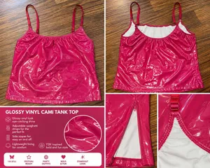 SHEIN Red Vinyl Latex-Look Cami Top with Side Zipper thumbnail 2