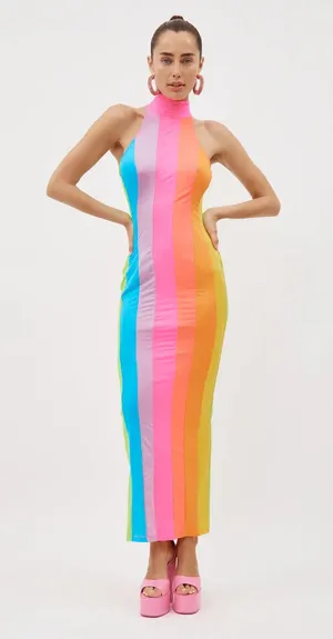 Revolve NWT New Arrivals Women's US S/EU 34 Iggy Dress In Cova Santa Rainbow. thumbnail 1