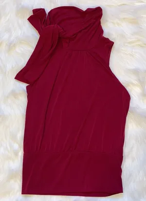 Express Magenta Side Front Tie Sleeveless Banded Waist Blouse thumbnail 1