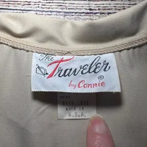 VTG 70s The Traveler Duster Beige Button‎ Front Dress Womens Large Deadsock NEW thumbnail 6