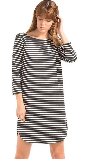 Gap Gray White Striped Boatneck‎ Shift Dress Size Medium thumbnail 1