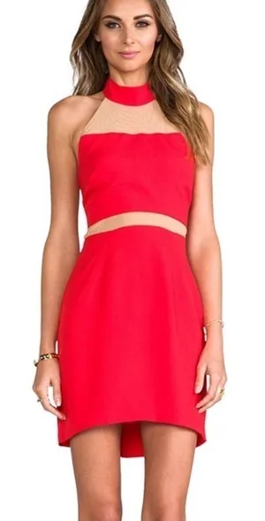 Naven x Revolve‎ Paneled Peekaboo Dress in Red Sz 2 thumbnail 1