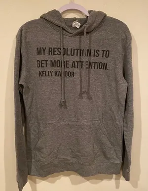 The Office Kelly Kapoor‎ New Years Resolution Gray Hoodie M thumbnail 1