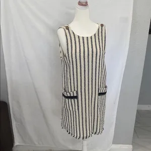 Zara Cream and Black Striped Mini Dress thumbnail 3