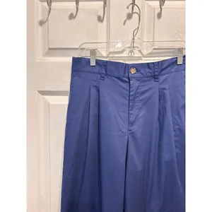 Lands End Womens Navy Blue Pleated Wide‎ Leg Chino Pants Sz 10 High Rise Stretch thumbnail 2