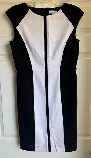 Calvin Klein Black And White Sleeveless Dress Women’s Size 8 thumbnail 1