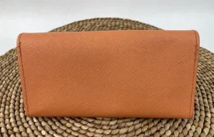 * Tory Burch Saffiano Leather Orange Eye Reading Glasses Case Gold Logo Snap thumbnail 3