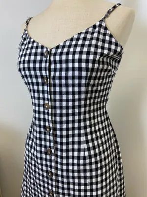 Black & White Gingham Mini Sundress | Cutout Tie Back thumbnail 1