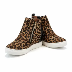 Le Sheelah Leopard Print Wedge Sneakers‎ Hidden Zipper Ankle Boots Size 6 thumbnail 10