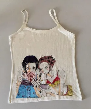 Nana Hachi Anime Tank Top Nana and Hachi Anime Cream Tshirt Tank Tee thumbnail 1