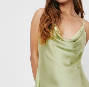 NWT Nasty Gal Green Mini Satin Slip Dress Cowl Neck 4 6 Party thumbnail 2