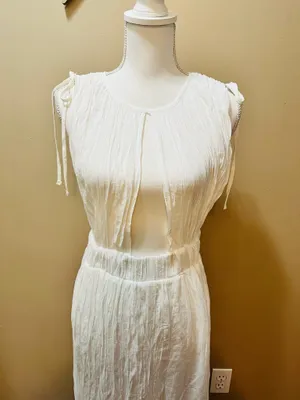 Sheer White Maxi Dress/Coverup Size Medium thumbnail 2