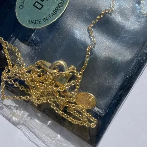 🩵 Vintage 1990s Lindenwold 14K Gold Electroplated Angel Aqua Rhinestone Crystal Necklace 🩵 thumbnail 3