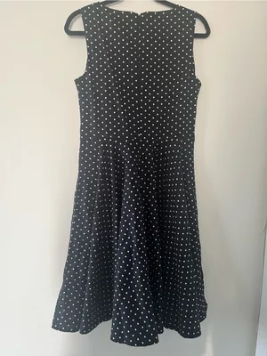 Grace Karin Black White Polka Dot Fit & Flare Midi Dress Medium Office Work Modest Church thumbnail 6