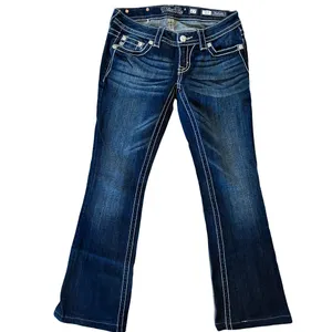 Miss Me Signature Boot Cut Crop Bling Jeans Dark Wash Size 27 thumbnail 2