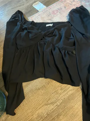 Abercrombie Women's Black Peplum Long-Sleeve Top thumbnail 6