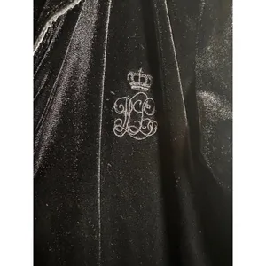 Lauren Ralph Lauren Womens PS Black Velvet Crest Pajama Top Button Down Cardigan thumbnail 2