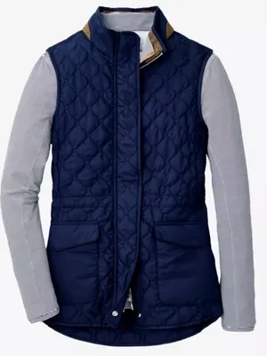 NWT Peter Millar Addison Quilted Travel Vest Navy M Medium Golf *CC customized* thumbnail 3