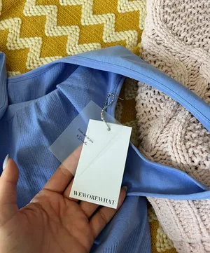 We Wore What Blue Ribbed Jumpsuit thumbnail 5