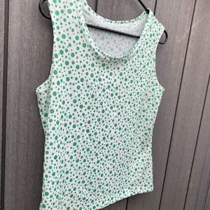 Vintage Sleeveless Polyester Polka‎ Dot Top Green thumbnail 3