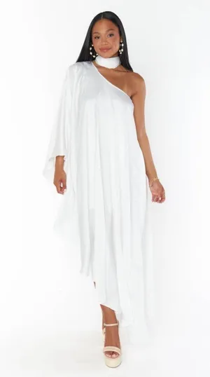 SHOW ME YOUR MUMU Rhea One Shoulder Dress In Ivory Luxe Satin thumbnail 3