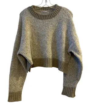 GARAGE Women's Size Large Knit Sweater Pullover Crew‎ Neck Taupe Marled thumbnail 1